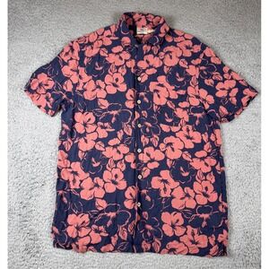 Faherty Kona Hibiscus Print Camp Shirt Floral Small